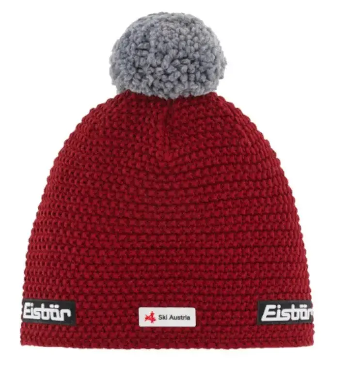 Eisbär čepice Jamie Pompon MÜ SKA UNI červená/šedá Autentický